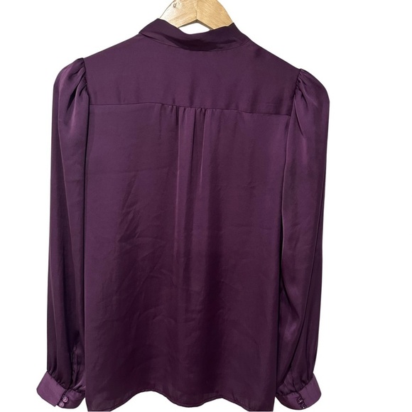 Margaret O'Leary Purple Tie Neck Blouse Large Long Sleeve Designer Luxury READ - Picture 8 of 8